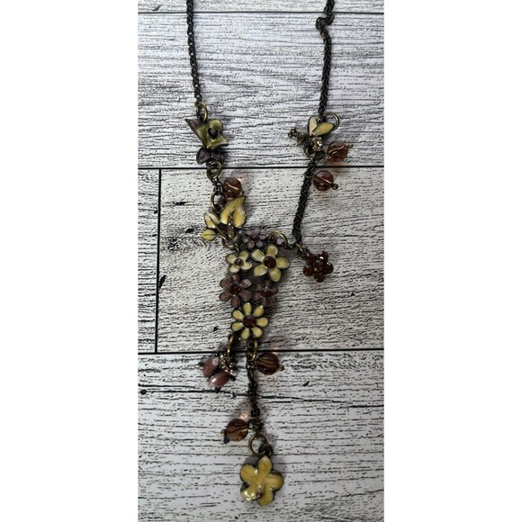 Vintage Lia Sophia Honey Suckle Necklace Retired Pink/Yellow Floral Flowers - Picture 1 of 5